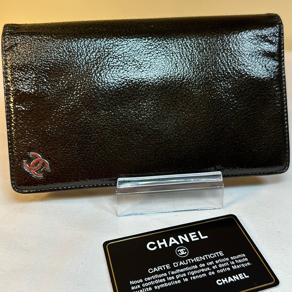 CHANEL CC RARE Gold Speckled Patent Brown Card & Sticker 11 Series 2006-08
